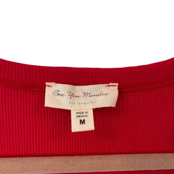 See You Monday Red Short Sleeve Maxi Dress With Side Slit Size M - Picture 2 of 10